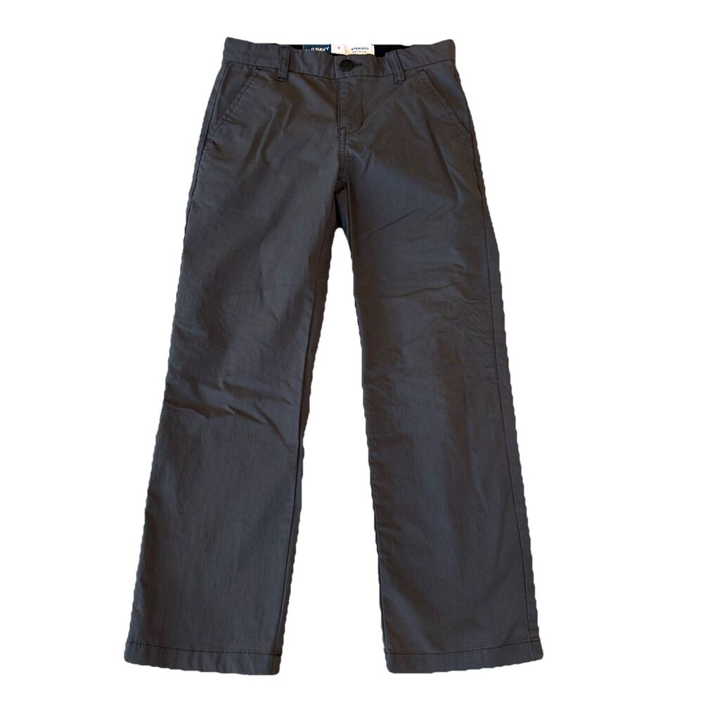Old Navy Boys Tech Straight Pants Khakis Size 8 Built In Flex Panther Pockets